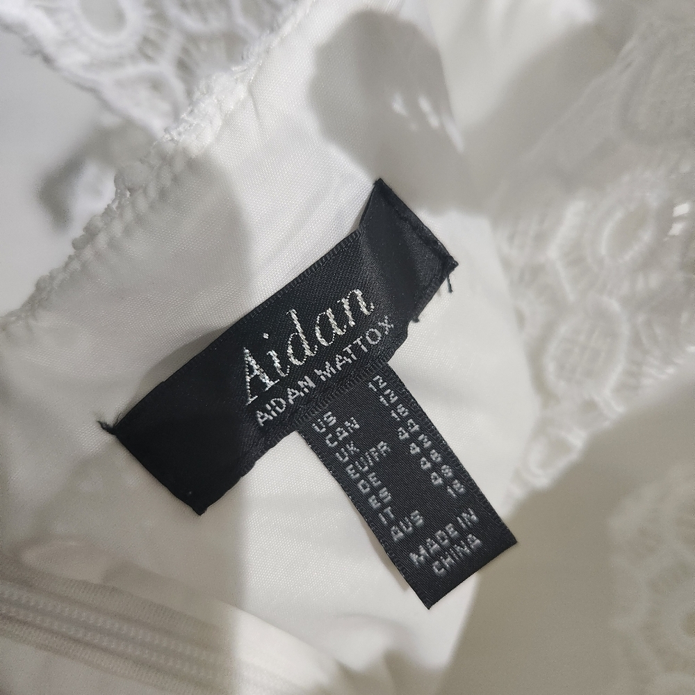 Nwt Aidan Mattox Eyelet Lace White Open Back Fit and Flare mini Dress 12 - Picture 8 of 8